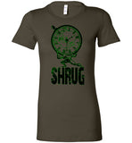WOMEN'S T-SHIRT - "SHRUG": Black and Green graphic. - ExpressLiberty.com - Products for Libertarians, Conservatives, Patriots, and Objectivists.