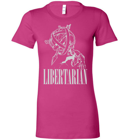 WOMEN'S T-SHIRT - SHRUGGING ATLAS: Gray graphic - ExpressLiberty.com - Products for Libertarians, Conservatives, Patriots, and Objectivists.