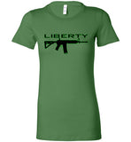 WOMEN'S T-SHIRT - AR-15 LIBERTY: Black/Green graphic.