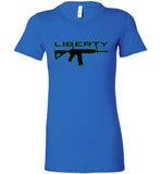 WOMEN'S T-SHIRT - AR-15 LIBERTY: Black/Green graphic.