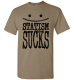 MEN'S T-SHIRT - "STATISM SUCKS": Grunge black graphic.