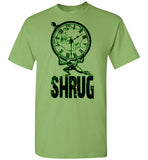 MEN'S T-SHIRT - "SHRUG": Black / Green graphic.