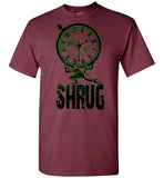 MEN'S T-SHIRT - "SHRUG": Black / Green graphic.