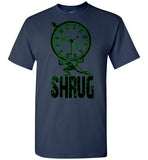 MEN'S T-SHIRT - "SHRUG": Black / Green graphic.