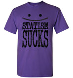 MEN'S T-SHIRT - "STATISM SUCKS": Grunge black graphic.