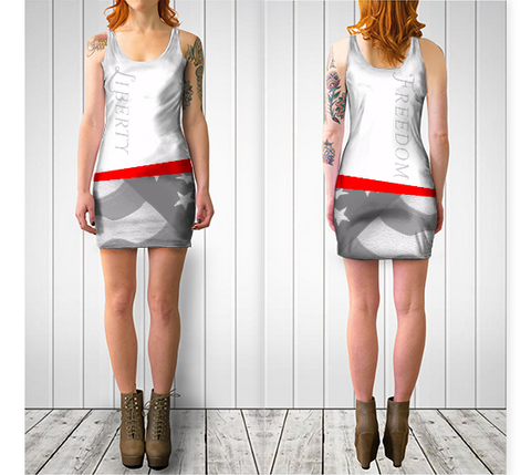 LIBERTY / FREEDOM BODYCON DRESS - White - ExpressLiberty.com - Products for Libertarians, Conservatives, Patriots, and Objectivists.