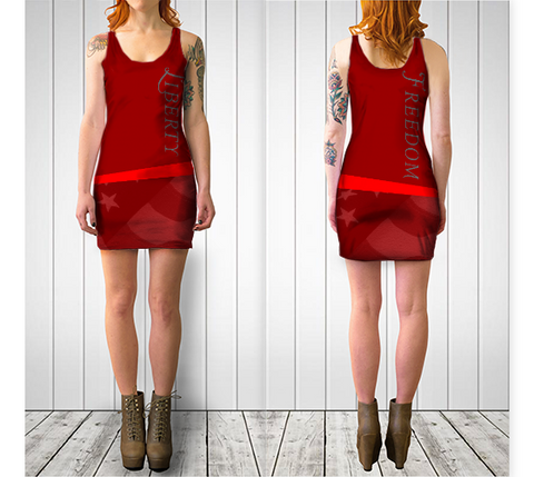 LIBERTY / FREEDOM BODYCON DRESS - Red - ExpressLiberty.com - Products for Libertarians, Conservatives, Patriots, and Objectivists.