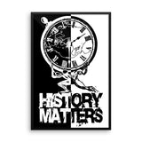 FRAMED POSTER: "History Matters" with History Atlas graphic in vertical B&W ying-yang. - ExpressLiberty.com - Products for Libertarians, Conservatives, Patriots, and Objectivists.