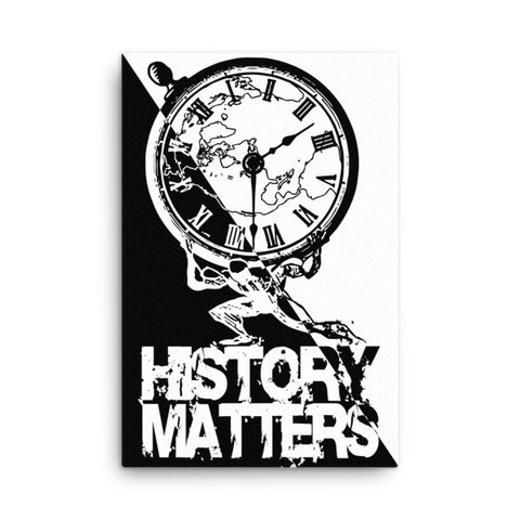 CANVAS PRINT: "History Matters" with History Atlas graphic in diagonal B&W ying-yang style. - ExpressLiberty.com - Products for Libertarians, Conservatives, Patriots, and Objectivists.